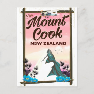 Mount Cook Nieuw-Zeeland reisposter Briefkaart