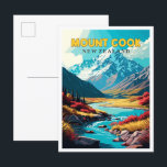 Mount Cook Nieuw-Zeeland vintage reisillustratie Briefkaart<br><div class="desc">Mount Cook Nieuw-Zeeland vintage reisplaats illustratie</div>