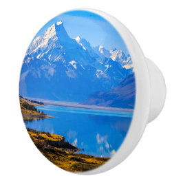 Mount Cook Overlook Lake Pukaki, NZ Keramische Knop