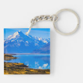 Mount Cook Overlook Lake Pukaki, NZ Sleutelhanger (Achterkant)
