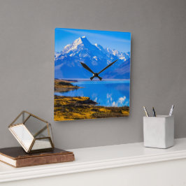 Mount Cook Overlook Lake Pukaki, NZ Vierkante Klok