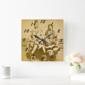 Mount Dakota Territory Crow Warrior en Bride Vierkante Klok (Huis)