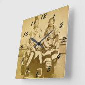 Mount Dakota Territory Crow Warrior en Bride Vierkante Klok (Hoek)