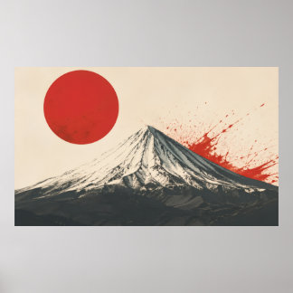Mount Damavand Minimalistische Muurkunst – Rode Zo Poster