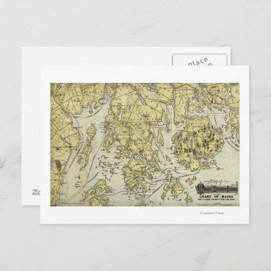 Mount Desert Island and Coast of Maine Map Briefkaart (Voorkant / Achterkant)