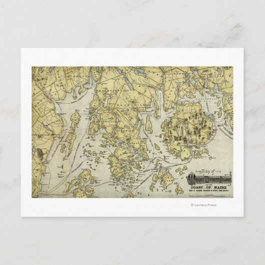 Mount Desert Island and Coast of Maine Map Briefkaart (Voorkant)