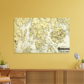 Mount Desert Island and Coast of Maine Map Canvas Afdruk (Insitu (Woonkamer))