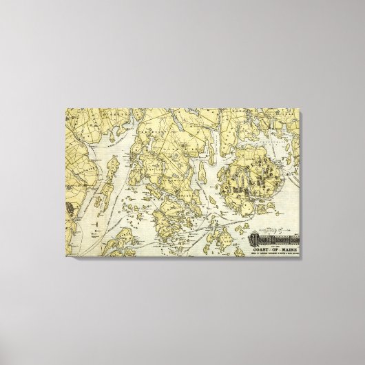 Mount Desert Island and Coast of Maine Map Canvas Afdruk (Voorkant)