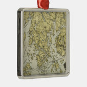 Mount Desert Island and Coast of Maine Map Metalen Ornament (Rechts)