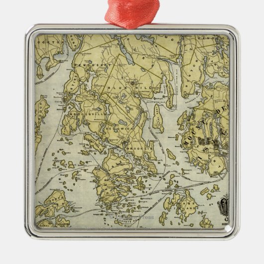 Mount Desert Island and Coast of Maine Map Metalen Ornament (Voorkant)