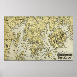 Mount Desert Island and Coast of Maine Map Poster