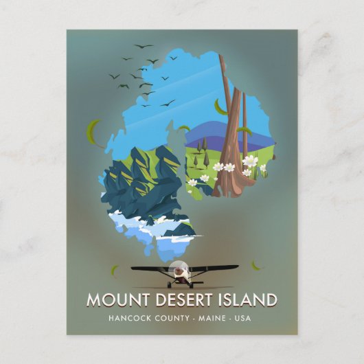 Mount Desert Island, Hancock County, Maine, Vereni Briefkaart (Voorkant)