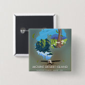 Mount Desert Island, Hancock County, Maine, VS Vierkante Button 5,1 Cm (Voorkant /achterkant)