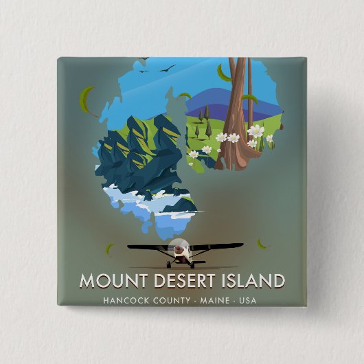 Mount Desert Island, Hancock County, Maine, VS Vierkante Button 5,1 Cm (Voorkant)