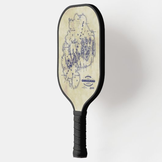 Mount Desert Island MN Map Blue Tea Stain Pickleball Paddle (Links)