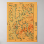 Mount Desert Maine Map; 1908 Poster (Voorkant)