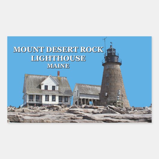 Mount Desert Rock Lighthouse, Maine Rechthoekige Sticker (Voorkant)