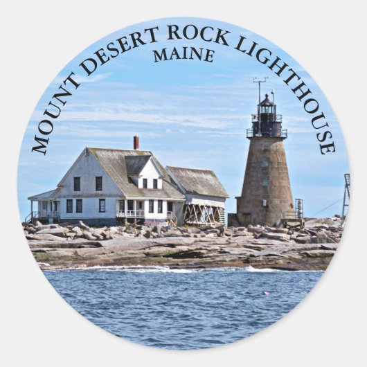 Mount Desert Rock Lighthouse, Maine ronde Stickers (Voorkant)