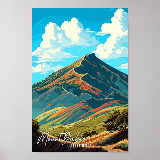Mount Diablo California vintage reiskunst Poster (Voorkant)