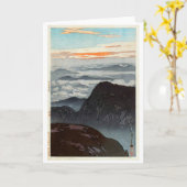 Mount Eboshi, Hiroshi Yoshida, Woodcut Kaart (Gele Bloem)