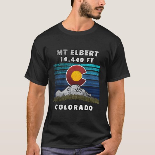 Mount Elbert Colorado vlag thema T-shirt (Voorkant)