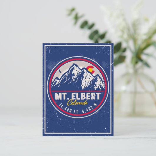 Mount Elbert Mount Elbert 14ers Retro Sunset Briefkaart (Staand voorkant)