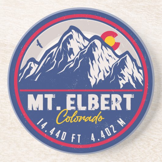 Mount Elbert Mount Elbert 14ers Retro Sunset Zandsteen Onderzetter (Voorkant)