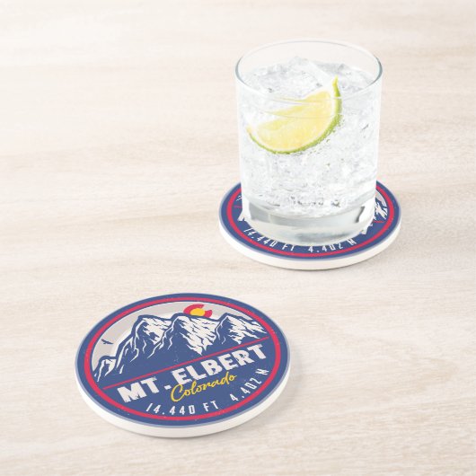 Mount Elbert Mount Elbert 14ers Retro Sunset Zandsteen Onderzetter (Zijkant)