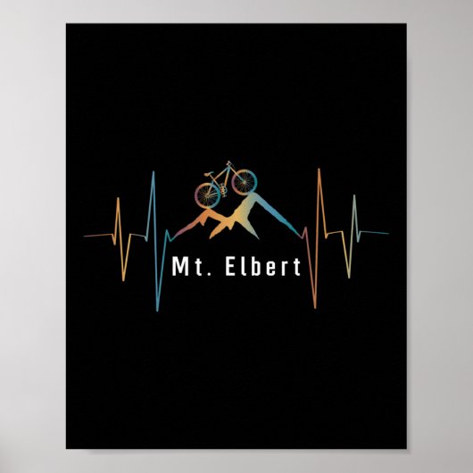 Mount Elbert Summit Mountainbiken Retro Hartslag Poster (Voorkant)