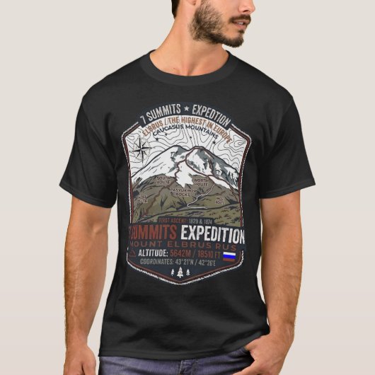 Mount Elbrus 7 Toppen Expedities T-shirt (Voorkant)