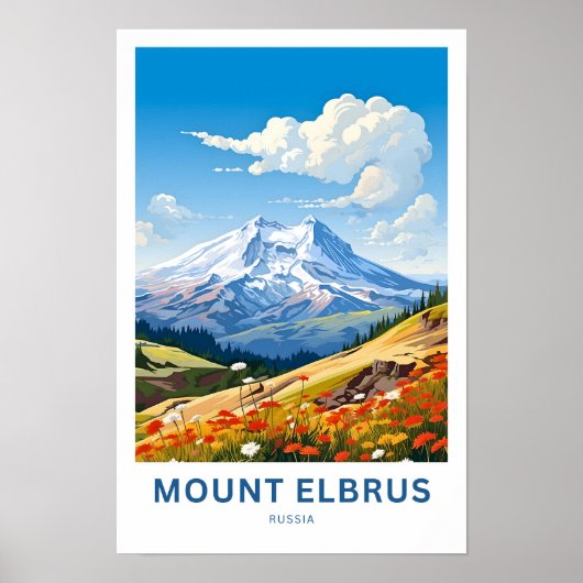 Mount Elbrus Rusland Reisprint Poster (Voorkant)