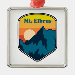 Mount Elbrus Rusland Zonsopgang Metalen Ornament