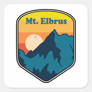 Mount Elbrus Rusland Zonsopgang Vierkante Sticker
