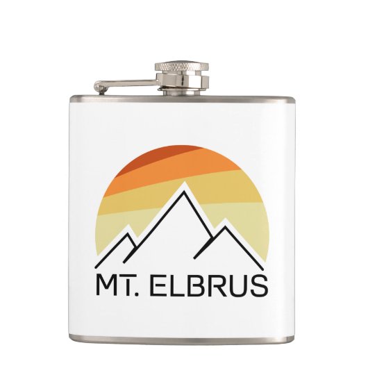 Mount Elbrus Russia Retro Heupfles (Voorkant)