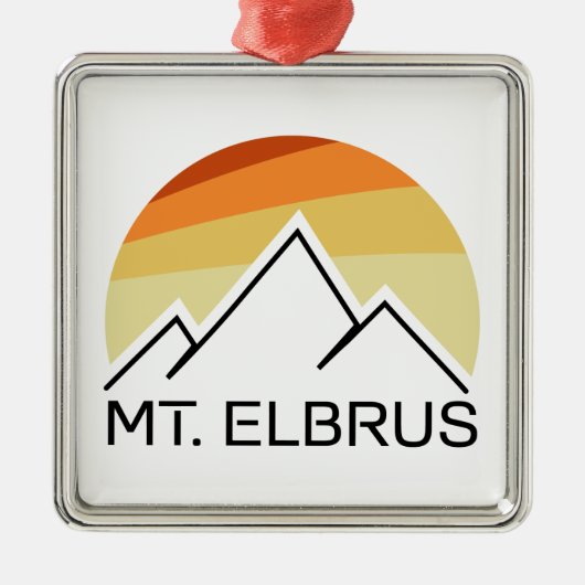 Mount Elbrus Russia Retro Metalen Ornament (Voorkant)