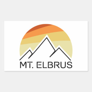 Mount Elbrus Russia Retro Rechthoekige Sticker