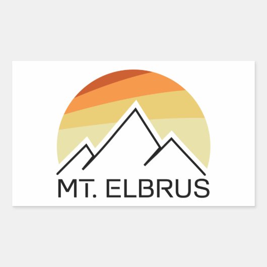 Mount Elbrus Russia Retro Rechthoekige Sticker (Voorkant)