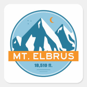 Mount Elbrus Russia Stars Moon Vierkante Sticker