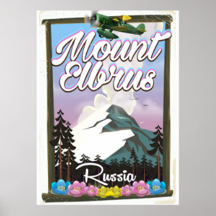 Mount Elbrus, Russische reisposter Poster