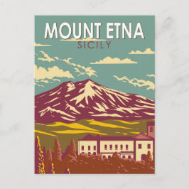 Mount Etna Sicilië Reizen Kunst Vintage Briefkaart