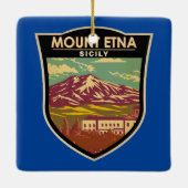 Mount Etna Sicilië Reizen Kunst Vintage Keramisch Ornament (Achterkant)