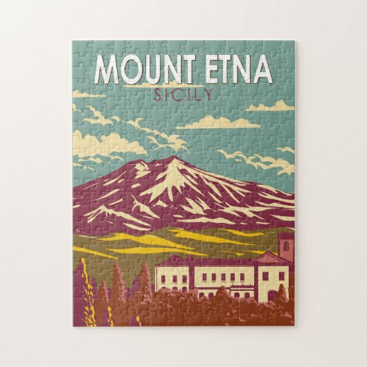 Mount Etna Sicilië Reizen Kunst Vintage Legpuzzel (Verticaal)