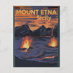 Mount Etna, Sicilië vintage reisposter Briefkaart