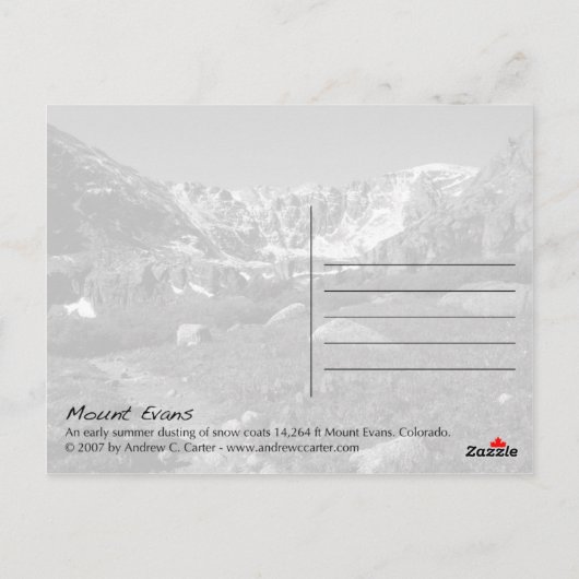Mount Evans Briefkaart (Achterkant)