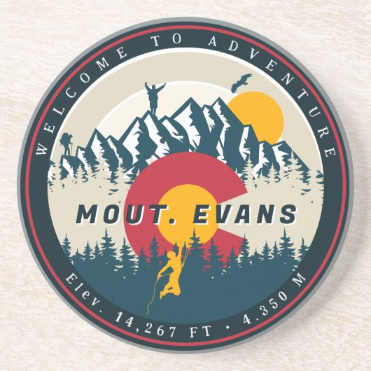 Mount Evans Colorado Flag Mountain 14ers klimmen Zandsteen Onderzetter (Voorkant)