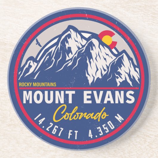 Mount Evans Colorado Retro Sunset Souvenirs Zandsteen Onderzetter (Voorkant)