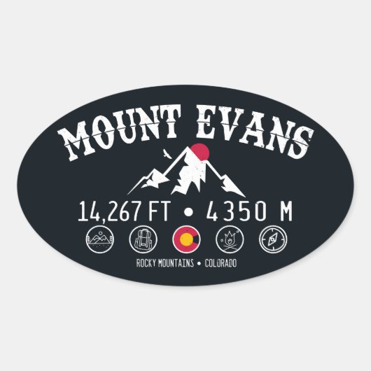 Mount Evans Wilderness 14er - Colorado-bergen Ovale Sticker (Voorkant)