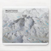 Mount Everest 3D Map met Labels Muismat (Voorkant)