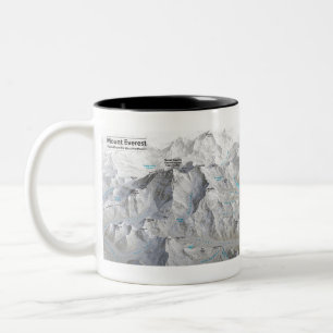 Mount Everest 3D Map met Labels Tweekleurige Koffiemok