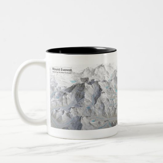 Mount Everest 3D Map met Labels Tweekleurige Koffiemok (Links)